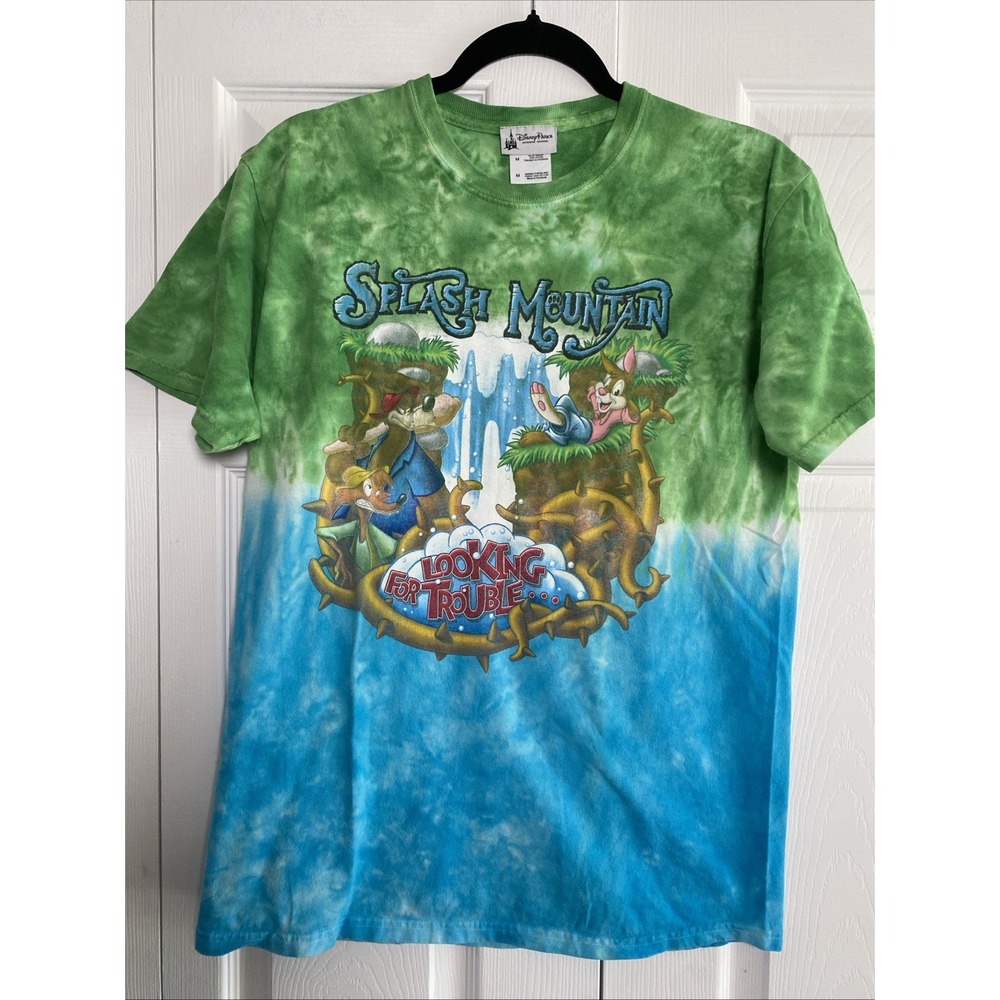 Disney Parks Splash Mountain Tie Dye Tee Mens Size M Green Blue Graphic T-Shirt
